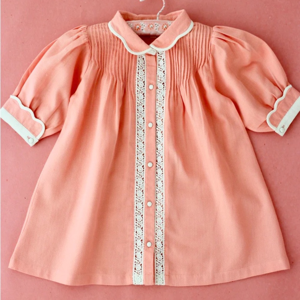 Bonjour Diary "Madeleine"piqué tunic in bubble gum cotton Sz 6Y NWT